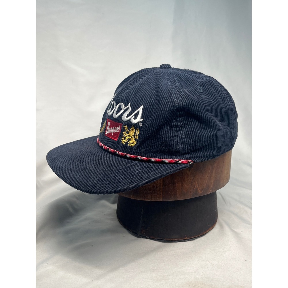 Coors Banquet Navy Blue Corduroy Red Rope Snapback Retro Vintage Style Hag Cap - Picture 2 of 16